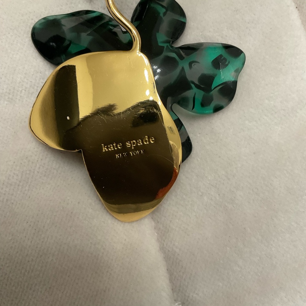 Kate Spade Green and Gold Floral Earrings - Picture 2 of 2